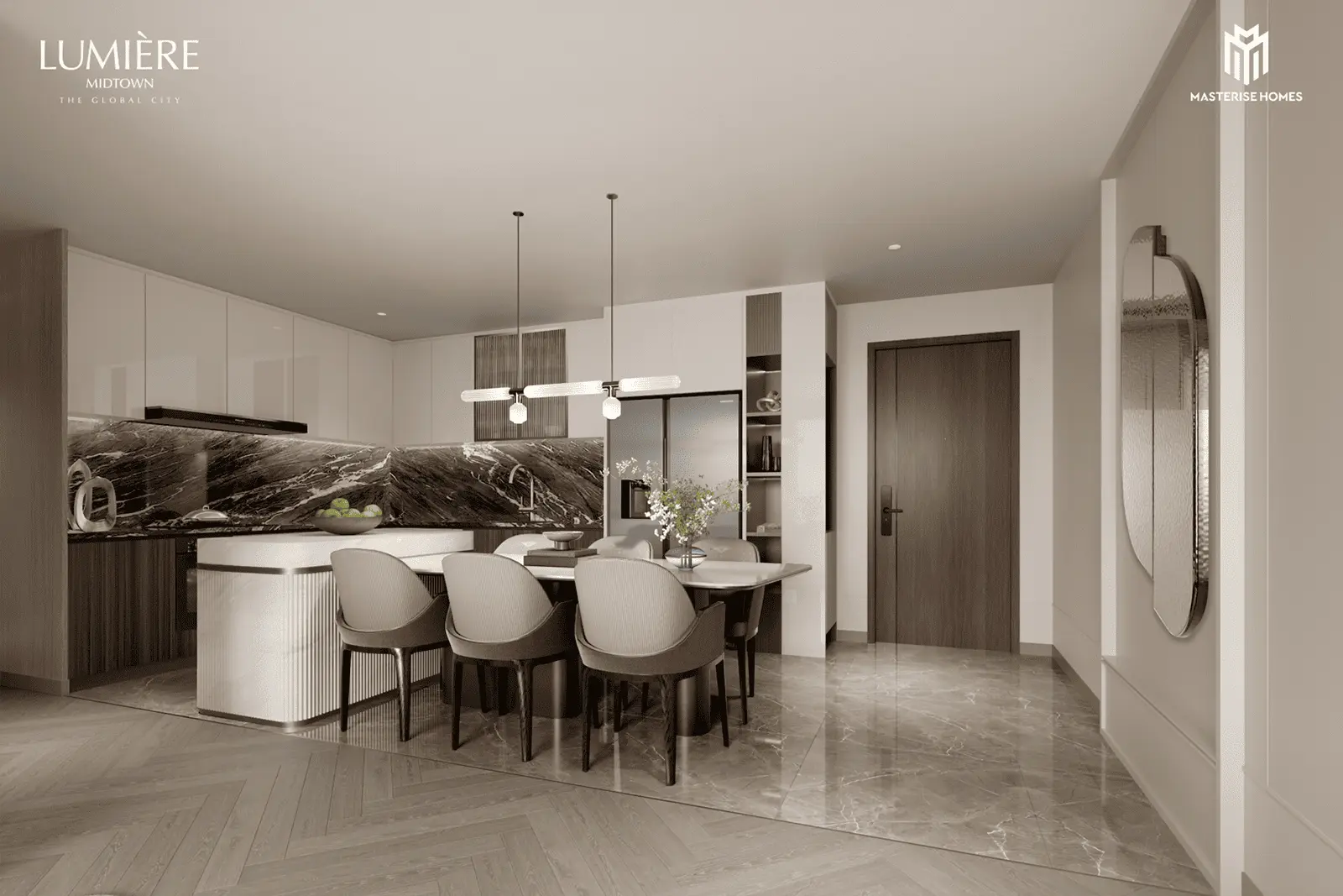 Không gian nội thất tinh tế tại LUMIÈRE Midtown, kết hợp sự sang trọng và tiện ích cho cuộc sống đẳng cấp.
