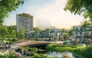 Khung cảnh tuyệt đẹp của dự án Xanh Island Cát Bà với kiến trúc xanh và tiện ích hiện đại.
