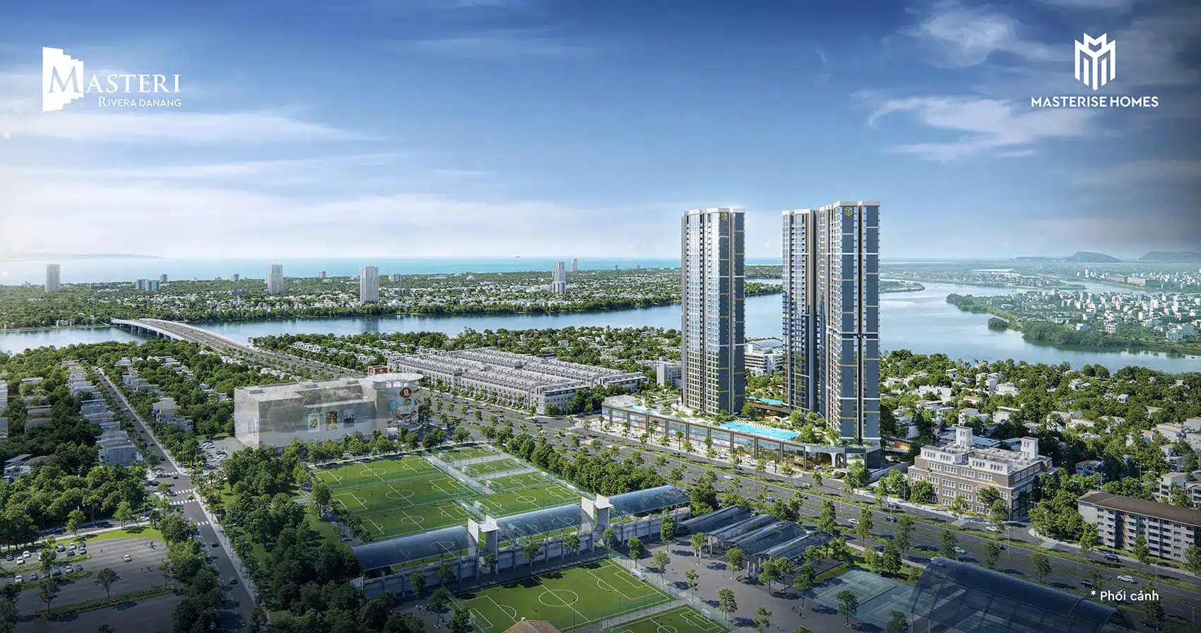 Phối cảnh dự án Masteri Rivera Đà Nẵng – Nhịp sống hiện đại giữa thiên nhiên khoáng đạt.