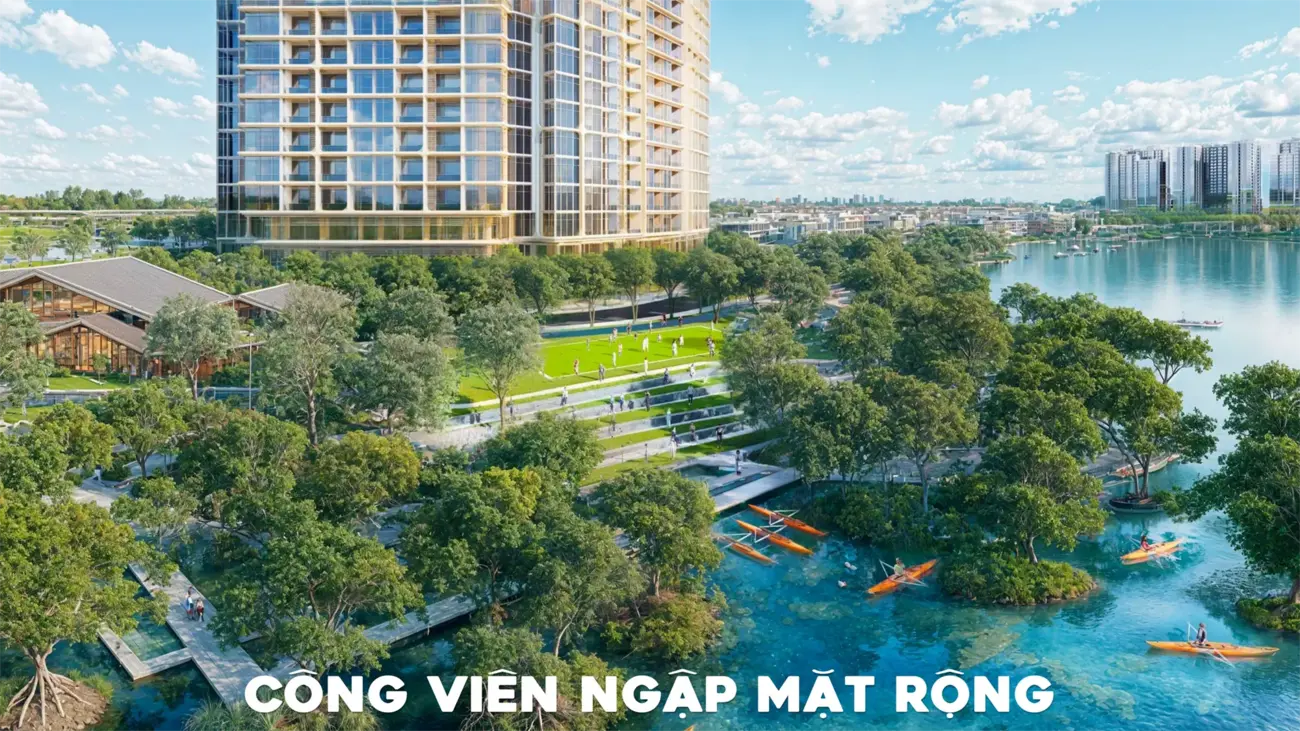 Công viên hiện đại, xanh mát và đa dạng hoạt động giải trí cho cư dân.